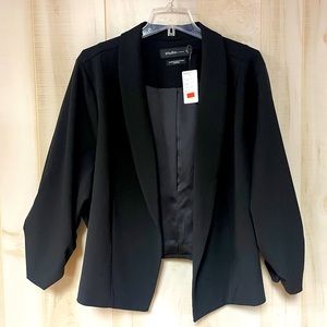 NWT Torrid Black Cropped Open Ruched 3/4 Sleeve Blazer Jacket Sz 26 (4X)